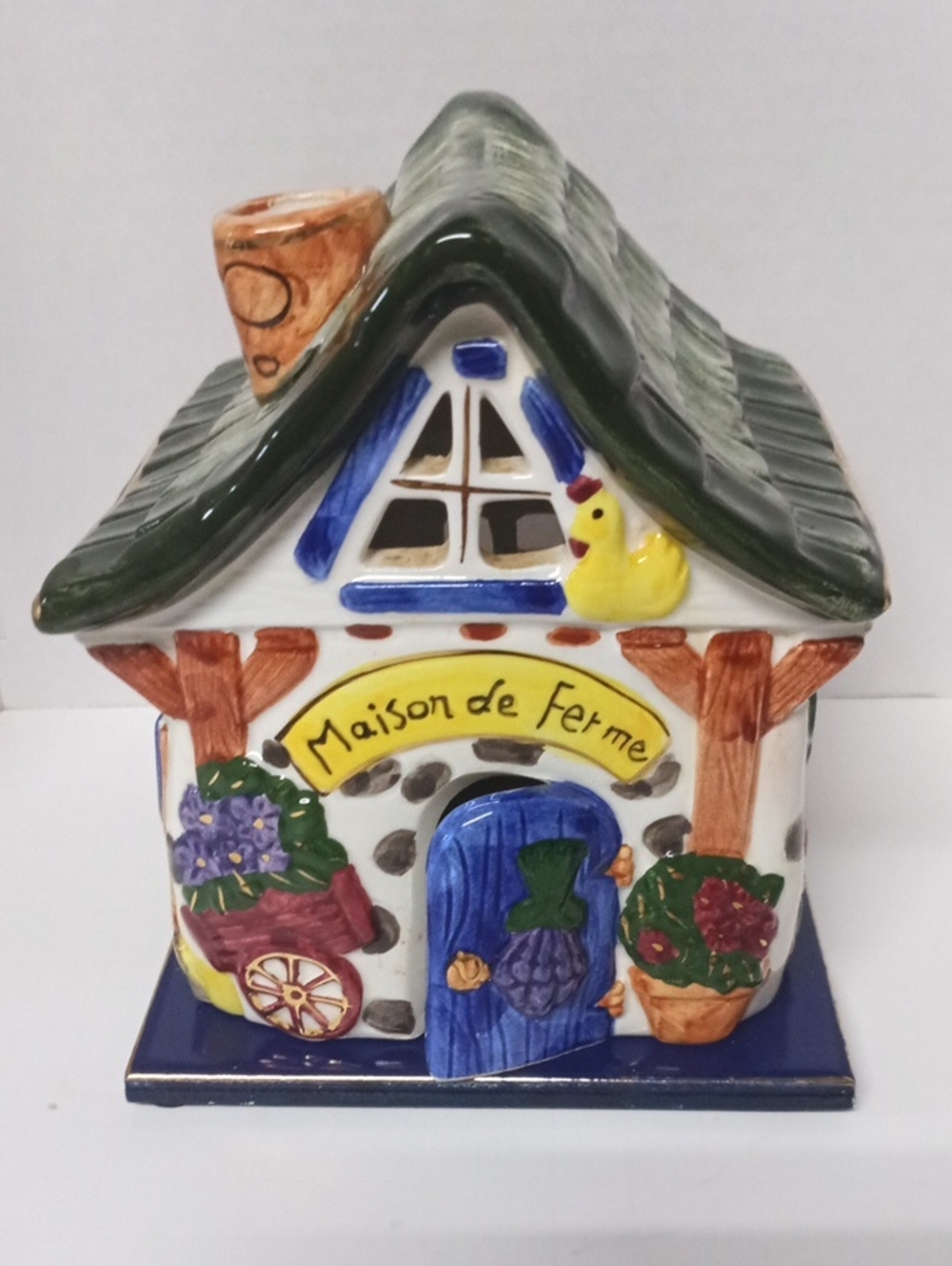 Vintage Maison de Ferme Ceramic Cottage Tea Light Holder -Multicolor